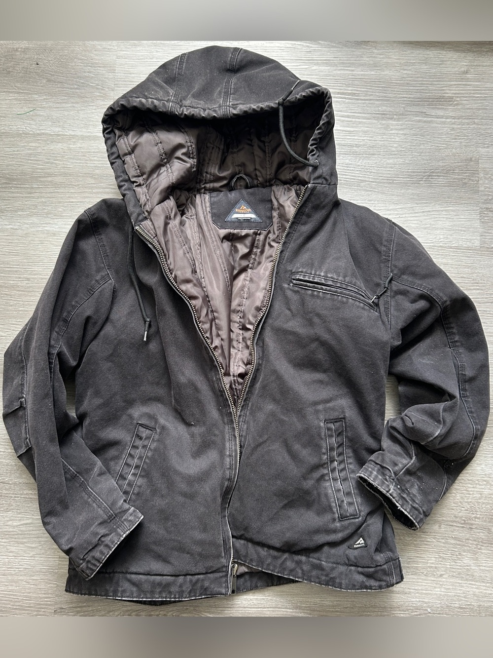 Men’s Ridge Cut Workwear Black Jacket Distressed Size Large